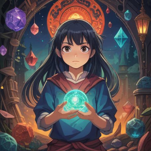 A mystical illustration of a spiritual lucky item that enhances senses, vibrant colors, featuring crystals and symbols of positivity, surrounded by radiant light, lush greenery in the background, serene atmosphere, intricate details in the item design, inviting energy, 4k