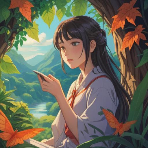 A serene and introspective illustration, depicting a woman in a tranquil setting, surrounded by gentle nature elements, soft light filtering through leaves, symbolic representations of intuition and awareness, a subtle aura around her, reflecting emotional balance and sensitivity, 4k
