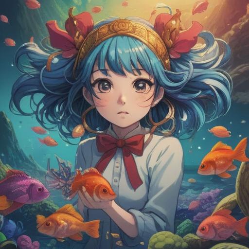 A whimsical illustration of a lucky charm designed to purify fishy odors, vibrant colors, intricate details of the charm, surrounded by aromatic herbs and flowers, sunlit setting, peaceful ambiance, enchanting atmosphere, magical realism, 4k