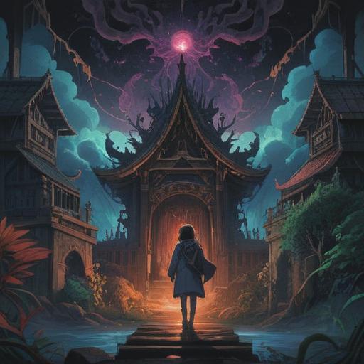 A thought-provoking illustration depicting a spiritual scene with unsettling vibes, strong emphasis on symbolism, dark colors contrasting with ethereal elements, an ominous aura surrounding a wise figure, subtle hints of nature intertwined with mystical signs, an atmospheric background evoking a sense of foreboding, intricate details highlighting warning signs, 4k