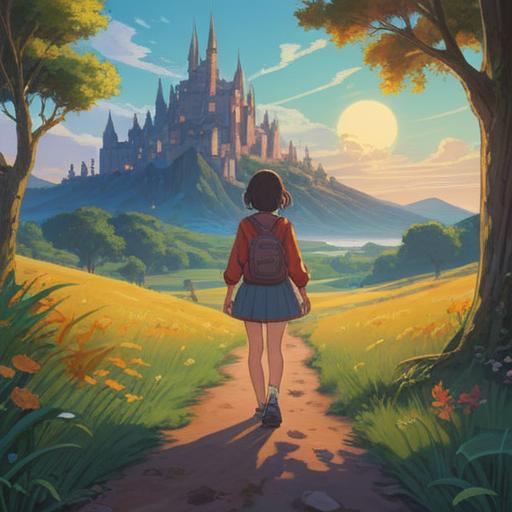 A serene and ethereal landscape, a person standing at a crossroads, vibrant light illuminating the path ahead, symbolic representations of different life choices, gentle flowing water nearby, a sky filled with soft clouds and rays of sunlight breaking through, a sense of peace and purpose, deep connection to nature, spiritual awakening, harmonious colors, 4k