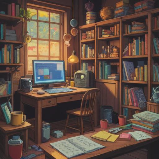 A harmonious collection of various items neatly organized, colorful post-it notes, a laptop displaying charts, a cup of coffee, an open planner filled with notes, a cozy workspace setting, bright natural light illuminating the scene, encouraging productivity, 4k