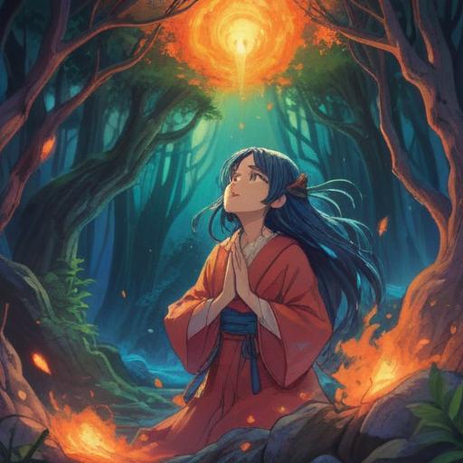A spiritual depiction of a miraculous transformation to overcome yawning, serene healing energy, luminous aura surrounding a meditative figure, tranquil nature setting, gentle light illuminating the scene, soft flowing movements, harmonious connections, uplifting atmosphere, 4k