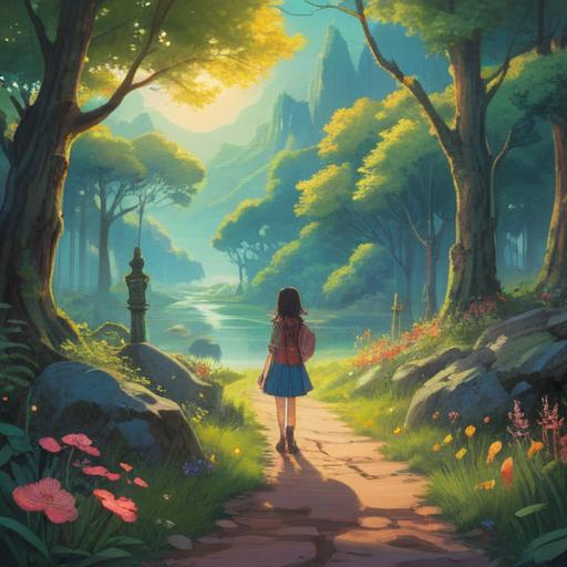 A serene landscape with a clear path, illuminated by warm sunlight, spiritual symbols along the way, guiding signs representing positive omens, lush greenery surrounding the trail, tranquil atmosphere, gentle breeze blowing, inviting the viewer to follow the path, 4k