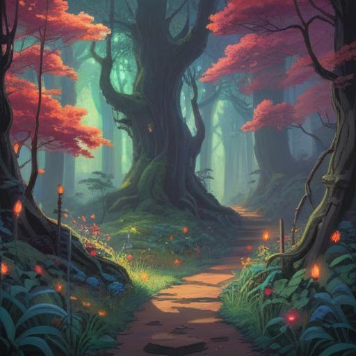 A mysterious landscape featuring a winding path diverging into dark woods, ethereal symbols glowing along the edges, a soft mist enveloping the area, a figure looking contemplatively at the choices ahead, a sense of intuition and spirituality, delicate rays of light breaking through the trees, capturing the essence of seeking guidance and the importance of staying on the right path, 4k