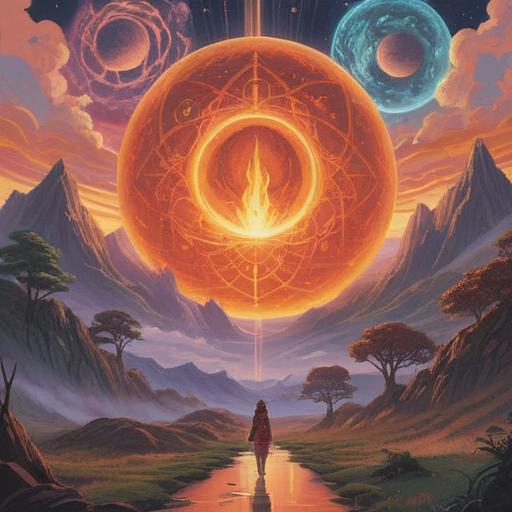 A mystical illustration depicting spiritual signs of attraction, ethereal symbols radiating warmth, a serene landscape with glowing orbs, a figure meditating surrounded by nature, vibrant energy flowing, soft light illuminating the scene, harmonious connection between the character and the environment, 4k