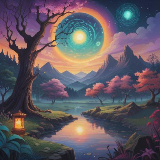 A serene illustration representing spiritual signs related to sexual attraction, ethereal symbols floating in a mystical landscape, vibrant colors, harmonious energy flow, individuals experiencing awakening moments, subtle hints of intuition and connection, a peaceful ambiance, nature elements interwoven, 4k