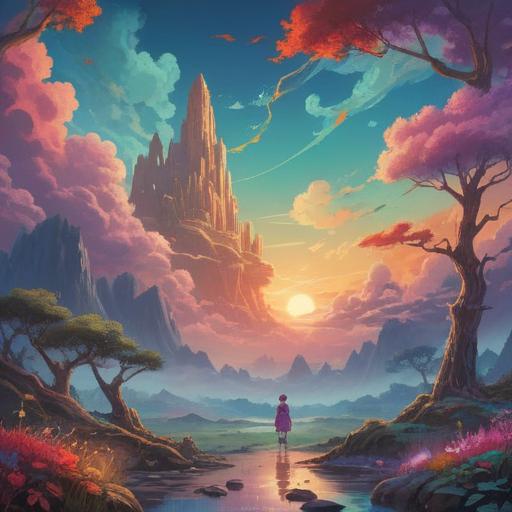 A mystical and serene landscape, an ethereal figure representing the spirit of awareness, gentle glowing aura, surrounded by dreamlike clouds, subtle signs warning of sleepiness, calming colors, tranquil environment, reflective water surface, enchanting details, 4k