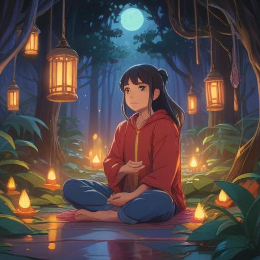 A serene and calming scene depicting a person meditating in a peaceful environment, surrounded by soft, glowing lights, gentle nature elements like trees and flowers, a sense of tranquility and focus, emphasizing mental wellness and self-care, warm and soothing colors, harmonious atmosphere, 4k