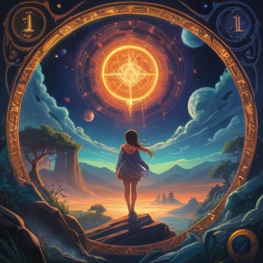 A mystical illustration of numerology number 11, spiritual symbolism, vibrant energies, cosmic connections, guiding light, enlightenment, ethereal backgrounds, harmony and balance, celestial patterns, 4k