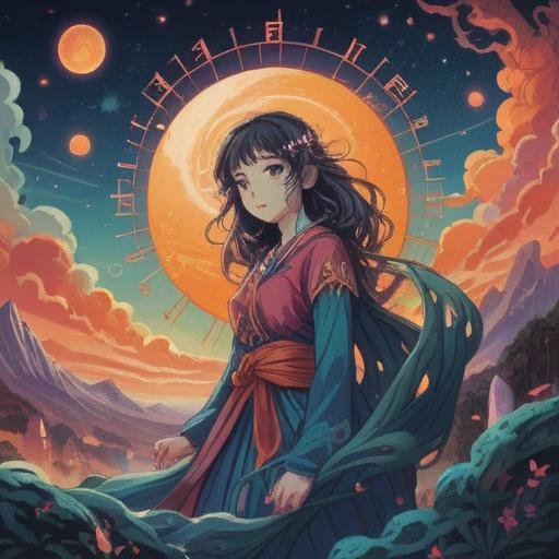 A mystical illustration depicting the spiritual signs associated with the number 11 in numerology, ethereal symbols and patterns, vibrant celestial colors, a serene background with stars and cosmic elements, an aura of enlightenment, detailed representation of intuition and intuition-based guidance, harmonious and balanced energy, 4k