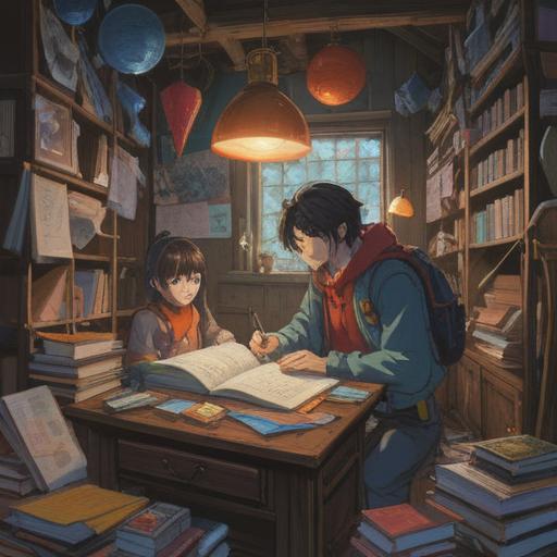 A visually summarized scene displaying various aspects of gathering information, multiple colorful documents, notebooks scattered around, a person thoughtfully organizing ideas, brain-storming session in a cozy office, warm lighting, collaborative atmosphere, 4k