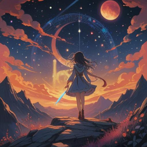 A mystical illustration depicting the essence of numerology, the number 1 symbolizing new beginnings and leadership, surrounded by celestial elements like stars and moons, ethereal light illuminating the scene, spiritual symbols blending harmoniously, a serene aura, intricate patterns representing unity and independence, a vibrant color palette, 4k