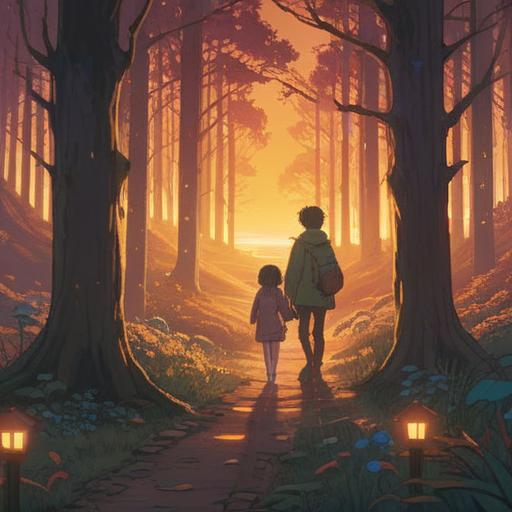 A serene scene depicting a long-lost friend reconnecting after years, golden light illuminating their smiles, soft glowing aura surrounding them, the energy of positive vibes and spiritual connection, nature in the background blooming with life, a gentle breeze symbolizing change and new beginnings, 4k