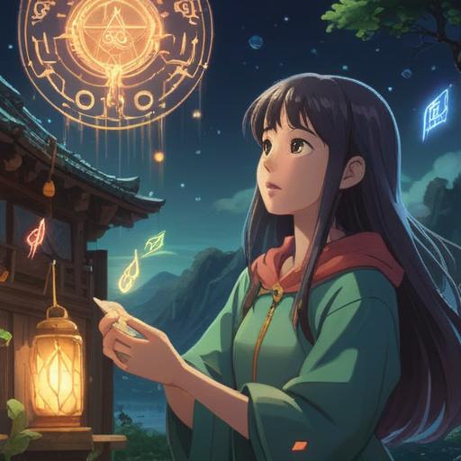 A serene and mystical scene depicting a person receiving a message after years, glowing ethereal symbols in the air, a soft light illuminating their face, vibrant nature surrounding them, symbolic representation of spiritual signs such as feathers and orbs, tranquil atmosphere, deep emotional connection, beautifully detailed environment, 4k