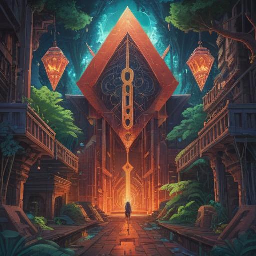 A visually captivating representation of the hidden potential of the number 1919, abstract geometric shapes symbolizing growth and transformation, vibrant colors radiating energy, mystical aura surrounding the number, a serene landscape in the background, elements of numerology and symbolism integrated, 4k