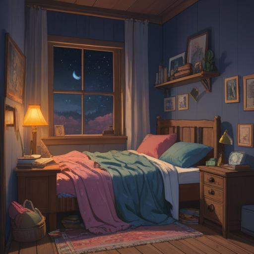 A serene nighttime scene, a peaceful person sleeping in a cozy bedroom, gentle moonlight illuminating their face, soft blankets, subtle coughs echoing in the silence, ethereal glow surrounding the sleeper, symbolizing spiritual awakenings, calming atmosphere, rich with symbolism, 4k