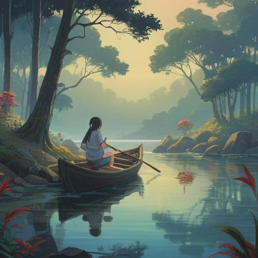 Spiritual signs to notice when you love water, serene lakeside scene, gentle ripples in the water, misty morning light, peaceful reflection of trees, birds flying overhead, ethereal glow surrounding nature, calm and tranquil atmosphere, mindfulness and connection to nature, 4k