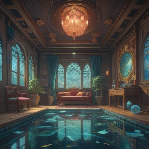 A mystical illustration showing a serene room being cleaned with a water wipe, subtle orbs of light representing spiritual signs floating around, an ethereal glow reflecting on surfaces, a calming ambiance with hints of nature through a window, symbolic objects scattered throughout the space hinting at deeper meanings, 4k