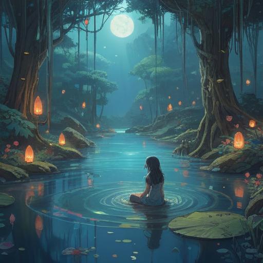 A serene scene depicting spiritual signs to be mindful of during water rituals, soft blue hues, gentle rippling water, mystical symbols appearing on the surface, ethereal light filtering through the trees, tranquil atmosphere, reflective moments, subtle waves, 4k