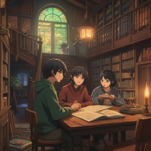 A serene gathering of diverse people sharing stories, a cozy atmosphere in a well-lit room, a large round table filled with books and notes, laughter and smiles, capturing the essence of community and connection, 4k