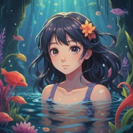 A serene underwater scene, a collection of shimmering crystals in various soothing colors, surrounded by gentle waves, soft light filtering through the water, symbols of healing and balance, intricate details of the crystals reflecting healing energy, peaceful underwater creatures observing, tranquil atmosphere, 4k