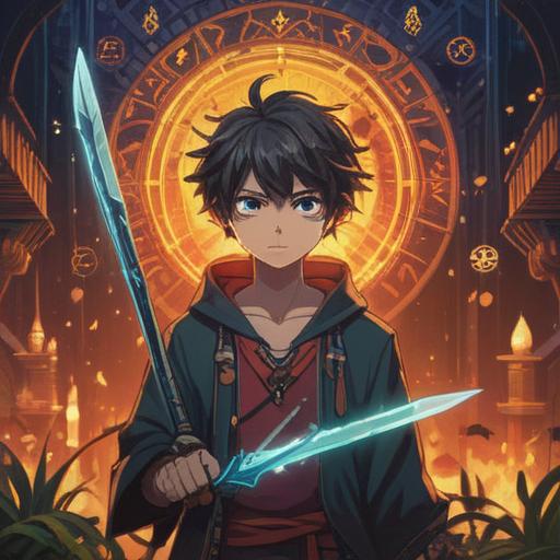 A mystical charm shaped like a blade, imbued with spiritual energy, surrounded by glowing symbols and runes, a serene background with soft light filtering through, an aura of luck and protection, detailed craftsmanship, vibrant colors, 4k