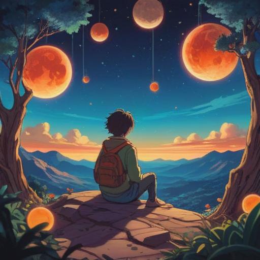 A serene scene depicting a person sitting alone under a starry sky, surrounded by glowing orbs of light representing positive energy, a calm atmosphere, the person reflecting thoughtfully, symbols of spiritual growth like blooming flowers and gentle waves, ethereal colors, a sense of tranquility and introspection, 4k