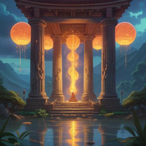 A mystical scene depicting a pillar of light representing spiritual guidance, surrounded by ethereal symbols and a serene landscape, glowing orbs of energy floating in the air, calming colors, intricate patterns, a soothing atmosphere, conveying a sense of hope and positive signs, 4k