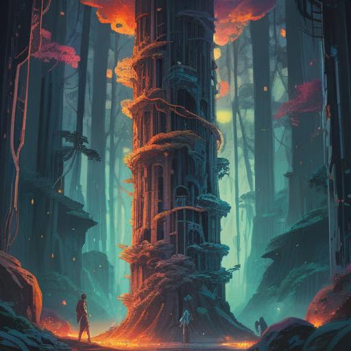 A mystical illustration depicting the concept of a human pillar as a spiritual transformation method, ethereal atmosphere, abstract representations of energy flow, surrounded by ancient symbols, a serene figure meditating, light radiating from within, lush nature in the background, harmonious and balanced elements, vibrant colors, 4k