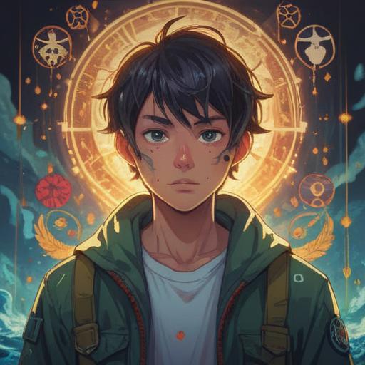 A spiritually insightful illustration depicting a person with acne on their face, surrounded by ethereal light, symbols of self-reflection, and personal growth, a serene atmosphere, vibrant colors, expressive facial emotions, elements of healing energy, 4k