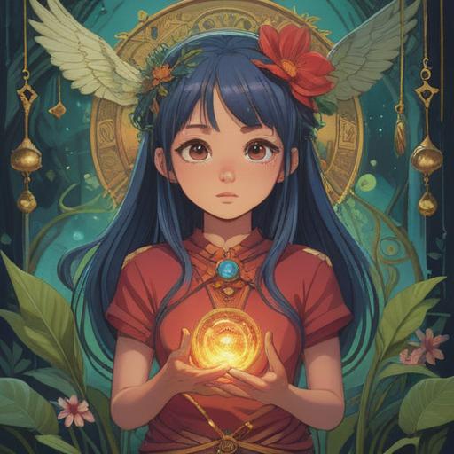 A serene illustration of a spiritual healing charm for a skin condition, featuring an intricate amulet surrounded by soothing natural elements, soft light illuminating the scene, calming colors, an aura of positive energy, delicate floral patterns, tranquil atmosphere, mystical symbols, 4k