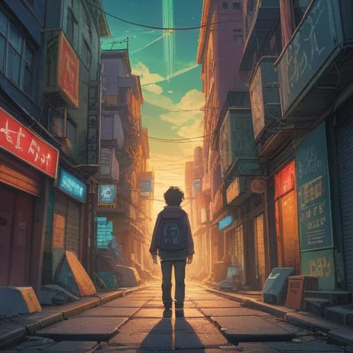 A serene and contemplative scene depicting a person standing at a crossroads, surrounded by ethereal light, symbolic signs of hope and new beginnings, a gentle breeze rustling leaves, vibrant flowers representing rebirth, a distant horizon glowing with possibilities, reflecting a spiritual awakening, tranquil colors, soft focus, 4k