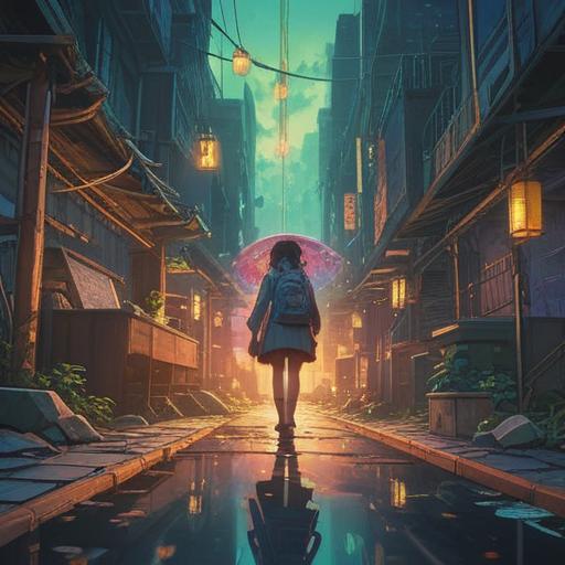 A surreal scene depicting a person at a crossroads, ethereal light illuminating their path, symbols of spiritual signs floating around, deep reflection on life choices, an aura of hope and contemplation, vibrant colors blending with soft shadows, dreamlike atmosphere, nature elements like trees and clouds softly surrounding the figure, 4k