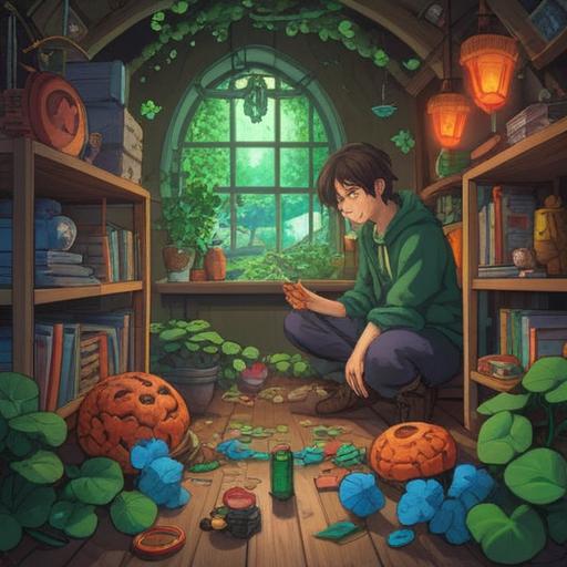 A vibrant illustration of a person reflecting on their life choices, surrounded by various lucky items like a four-leaf clover, a horseshoe, an open book symbolizing knowledge, and a vibrant sunrise in the background, conveying hope and new beginnings, warm colors, dynamic composition, inspiring atmosphere, 4k