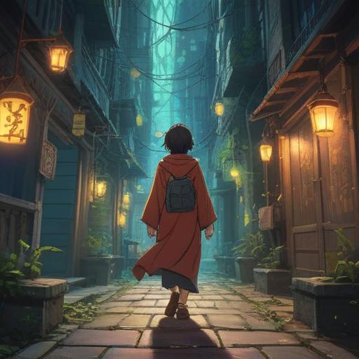 A mystical scene depicting a person facing a life crisis, surrounded by ethereal lights and symbols of guidance, a pathway illuminated by glowing orbs, nature elements intertwining with spiritual icons, an aura of serenity and clarity, deep emotional expression, bright colors contrasting with dark surroundings, inviting atmosphere, 4k