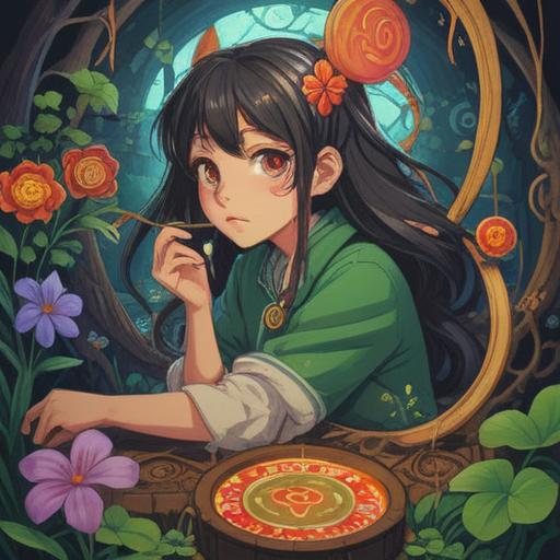 A vibrant illustration of a person surrounded by various lucky symbols, such as four-leaf clovers and horseshoes, demonstrating teamwork and collaboration, bright colors, hopeful expressions, bustling workplace background, a sense of positivity and determination, 4k