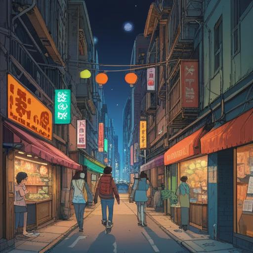 A thought-provoking illustration depicting a bustling urban environment, showcasing diverse groups of people collaborating innovatively, highlighting technological advancements in automation and AI, vibrant colors, dynamic composition, optimistic atmosphere, detailed characters engaged in various tasks, 4k