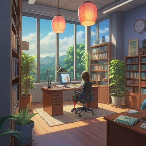A serene corporate office environment, employees interacting positively, an ethereal glow surrounding the office, symbols of spiritual growth like blooming flowers and light rays, staff members engaging in open communication, feeling of harmony and positive energy, a sense of new beginnings and opportunities, 4k