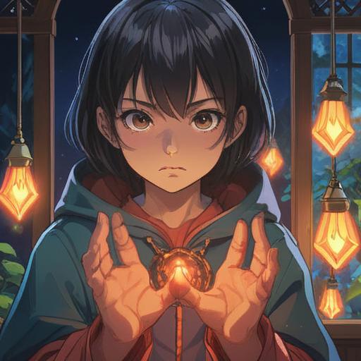 A crystal of luck glowing softly, positioned alongside a human hand with a prominently displayed index finger, subtle expression of discomfort on the face, vibrant colors, mystical aura surrounding the crystal, soft light reflecting off the crystal surface, background depicting a serene landscape, healing energy visualized, tranquil atmosphere, 4k