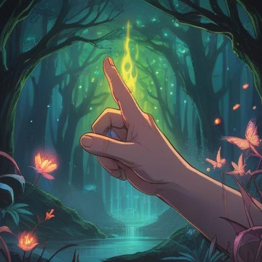 A mystical illustration depicting spiritual signs when cutting the index finger, ethereal glow surrounding the finger, subtle symbols in the air representing awareness, vibrant colors reflecting intuition, a serene background with a sense of protection, spiritual aura, mystical energy, 4k
