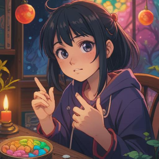 A person touching their injured index finger, surrounded by lucky charms, bright and hopeful atmosphere, mystical glow around the charms, soft focus on the background, warm light illuminating the scene, detailed textures on the charms, symbolic nature of luck, 4k