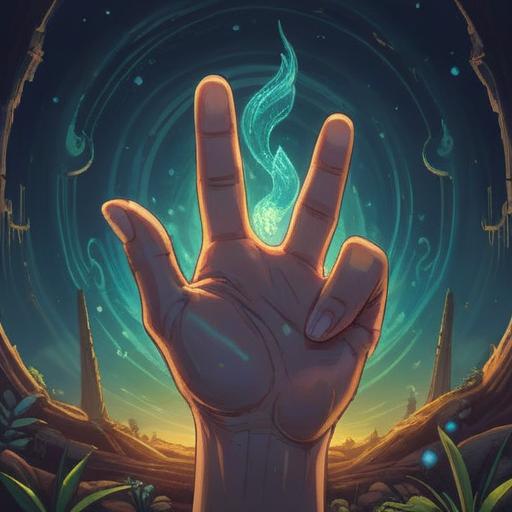 A spiritual illustration depicting the significance of a mole on the index finger, ethereal aura, soft glowing light, detailed hands showcasing the finger prominently, mystical symbols surrounding, serene environment, harmonious colors, inviting atmosphere, 4k