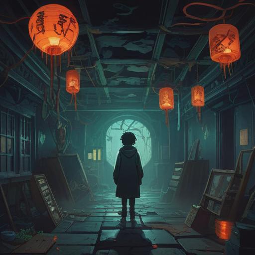 A dark and eerie scene depicting a person surrounded by shadows, ominous symbols floating in the air, a sense of despair and isolation, ghostly figures creeping in the background, muted colors for a gloomy atmosphere, intricate details in the character's expression, representation of broken connections, spiritual elements intertwined, 4k