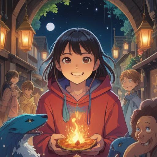 An illustration depicting a person holding a magical charm, surrounded by friends and family, vibrant colors, warm smiles, overcoming challenges together, supportive atmosphere, diverse group of people, symbolic representation of luck and unity, detailed background elements, 4k