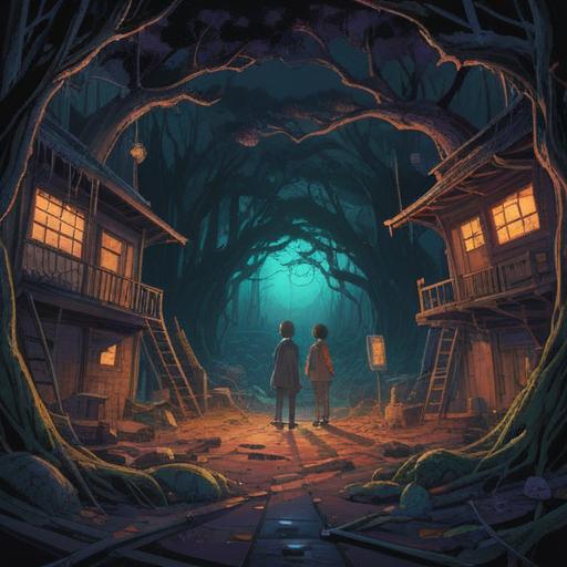 A surreal illustration depicting strained human relationships, symbolic imagery of broken connections, dark and moody colors, representations of emotional turmoil, abstract forms illustrating discord and misunderstanding, ethereal elements conveying spiritual significance, intricate details in facial expressions, 4k resolution