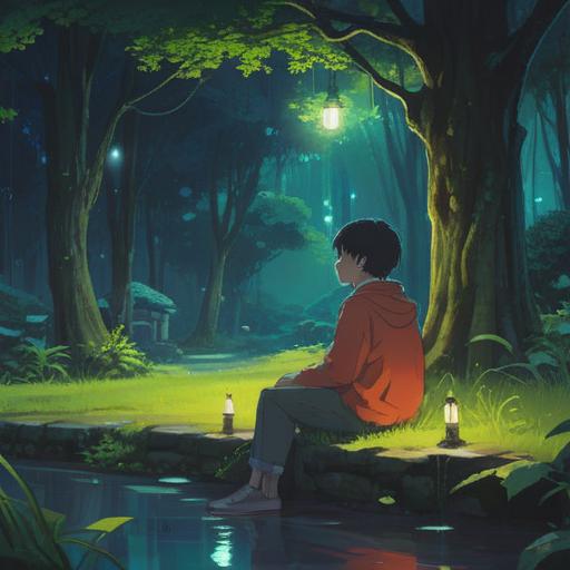 A serene scene depicting a person sitting alone in a quiet park, surrounded by lush greenery, contemplating their relationships, mysterious glowing numbers floating around them, a sense of hope and renewal in the air, warm sunlight breaking through the trees, a gentle breeze, emphasizing a moment of reflection and self-discovery, 4k