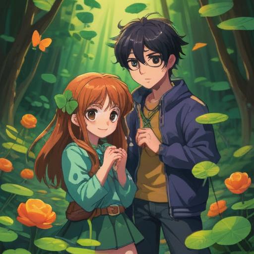 A vibrant illustration depicting various lucky items to improve human relationships, featuring a four-leaf clover, a charm bracelet, a friendship necklace, and a bowl of fortune cookies, set in a sunny park atmosphere, joyful interaction between diverse groups of friends, warm colors, inviting and optimistic vibe, 4k