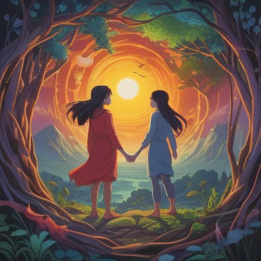 A serene and contemplative scene depicting the transformation of human relationships, ethereal light representing spiritual signs, intertwined figures symbolizing connection and growth, blooming flowers as a metaphor for positive change, soft pastel colors blending harmoniously, gentle flowing lines creating a sense of movement and evolution, tranquil ambiance, 4k