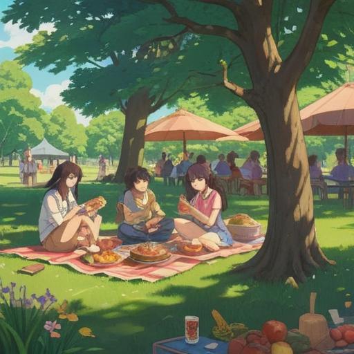 A vibrant illustration of people engaging in a day of fun activities that strengthen their relationships, a picnic in a sunny park, laughter and smiles shared among friends, a board game setup on a picnic blanket, joyful expressions, interactions that reflect connection and support, surrounded by blooming flowers and trees, a sense of community and togetherness, 4k